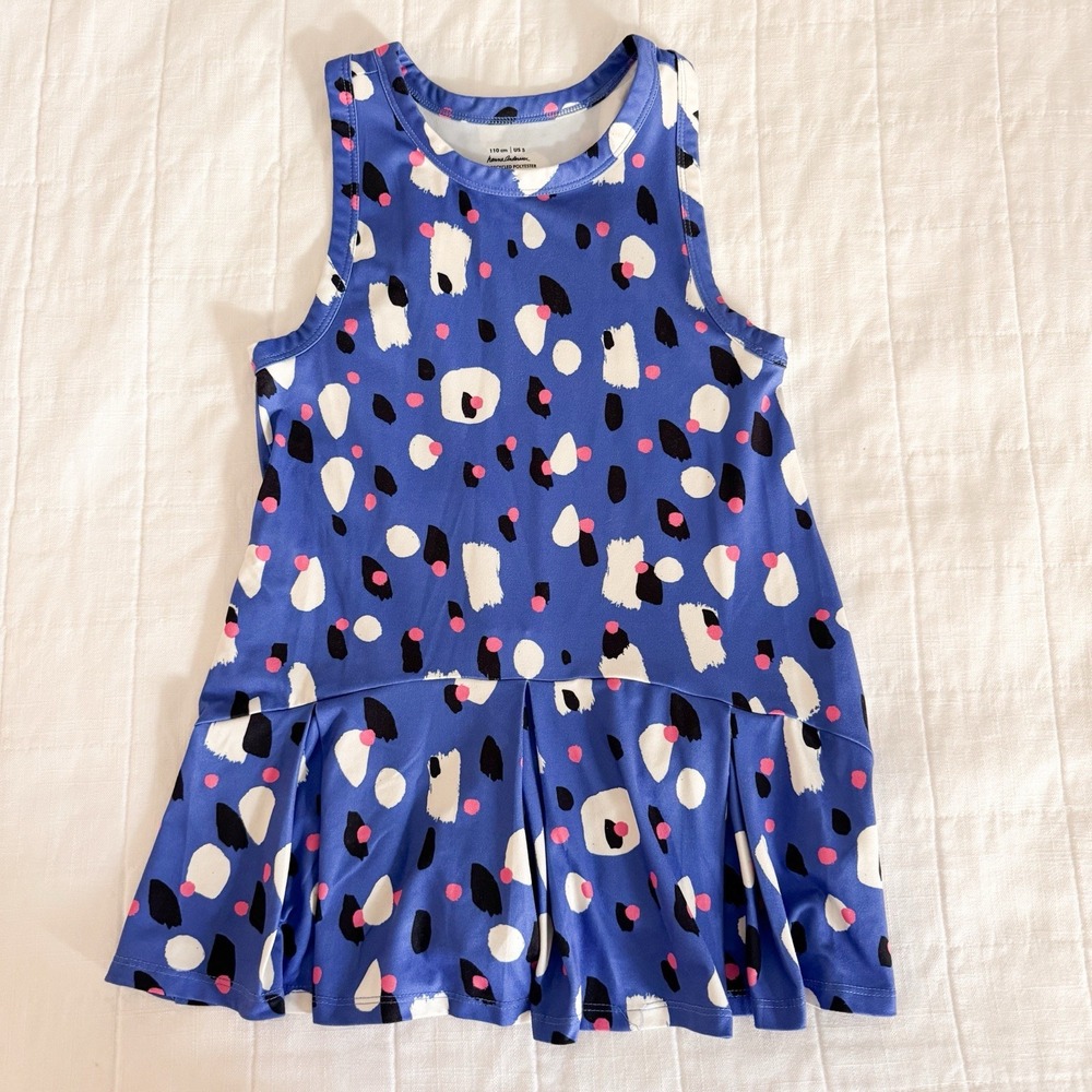 Hanna Andersson Blue Dot Print Sleeveless Ruffle Hem Dress